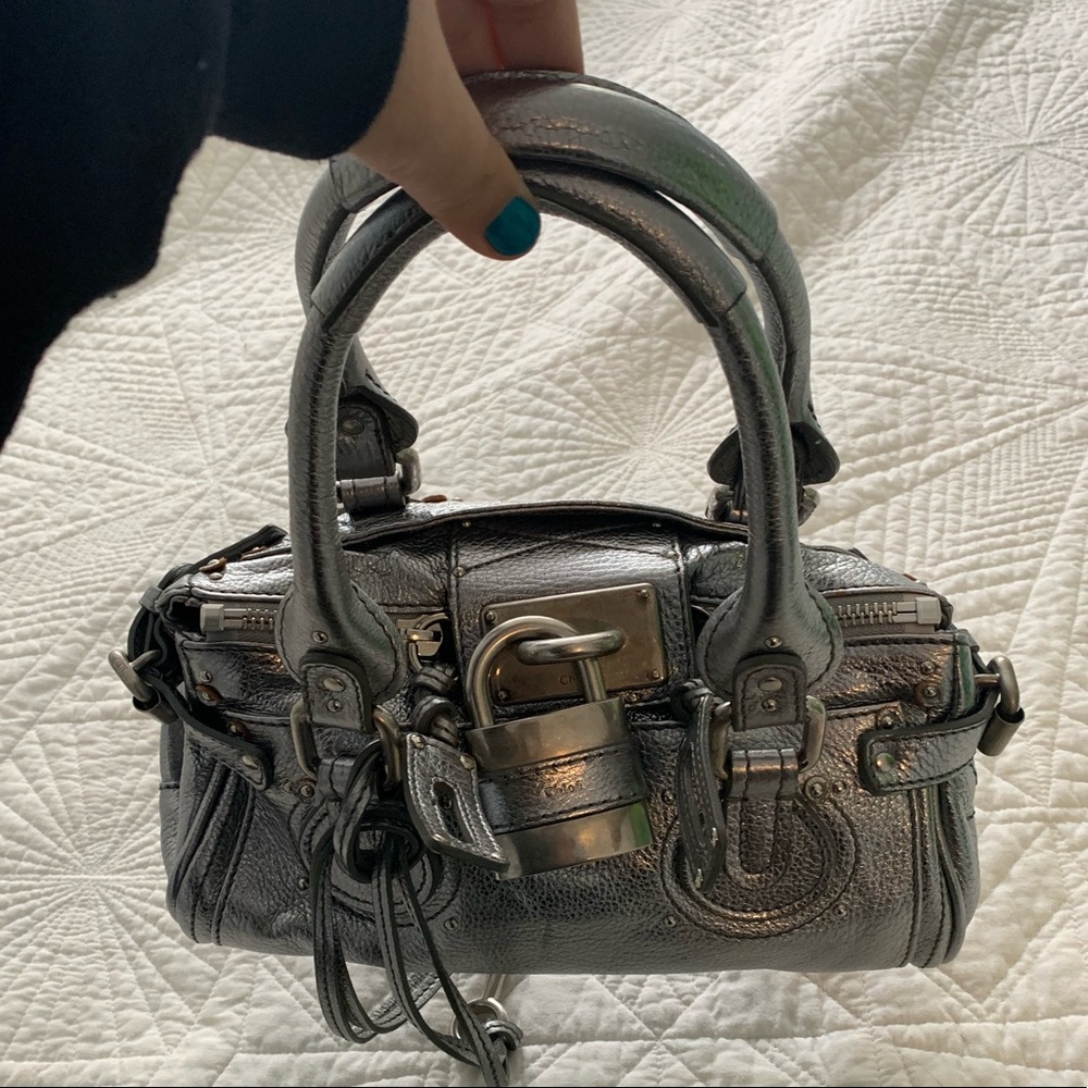 CHLOE Silver Paddington Lock Key Shoulder/Hand Bag